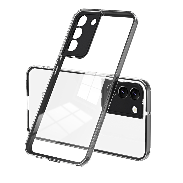 

For Samsung Galaxy S22+ 5G 3 in 1 Clear TPU Color PC Frame Phone Case(Black)