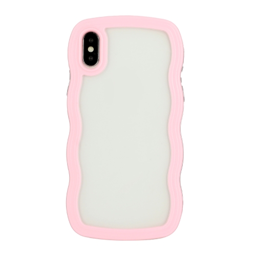 

Candy Color Wave TPU Clear PC Phone Case For iPhone XS Max(Pink)