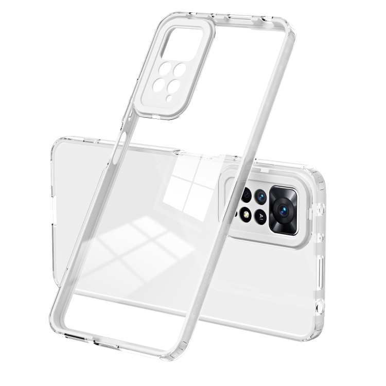 

For Xiaomi Redmi Note 11 Pro 5G / 4G 3 in 1 Clear TPU Color PC Frame Phone Case(White)
