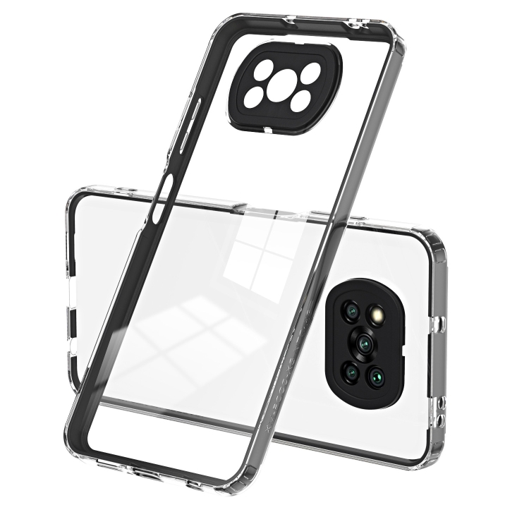 

For Xiaomi Poco X3 3 in 1 Clear TPU Color PC Frame Phone Case(Black)