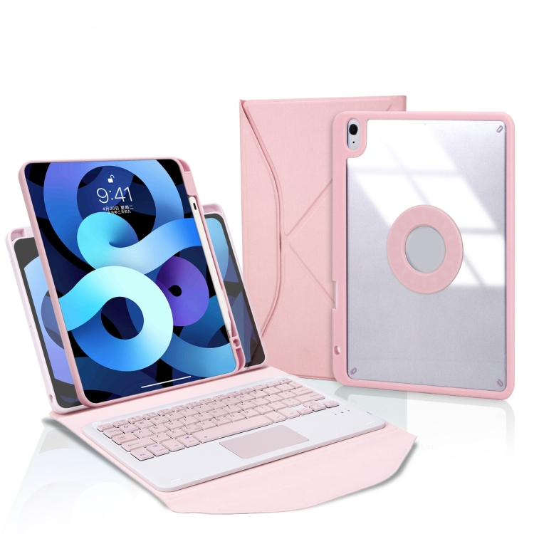 

Z098B-A Pen Slot Touchpad Bluetooth Keyboard Leather Tablet Case For iPad Air 10.9 2022/2020(Pink)