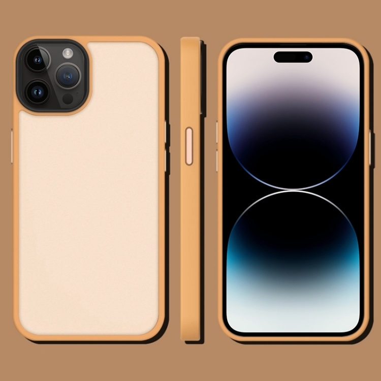 

For iPhone 14 Pro Translucent Frosted Shockproof Phone Case(Brass)