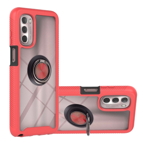 

Starry Sky Solid Color Series PC + TPU Case with Ring Holder & Magnetic Function For Motorola Moto G 5G 2022(Red)