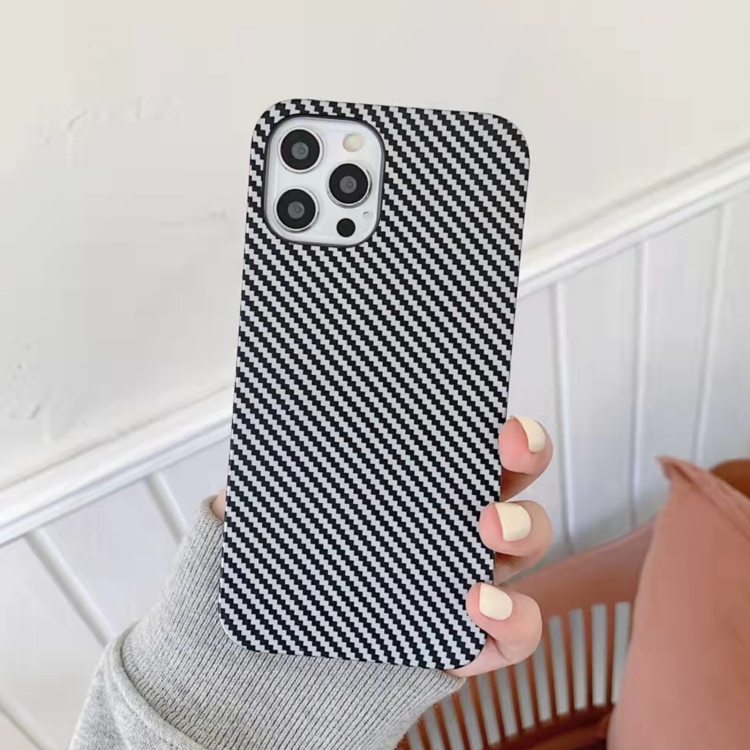 

Carbon Fiber TPU Shockproof Phone Case For iPhone 14 Pro(Light Grey)