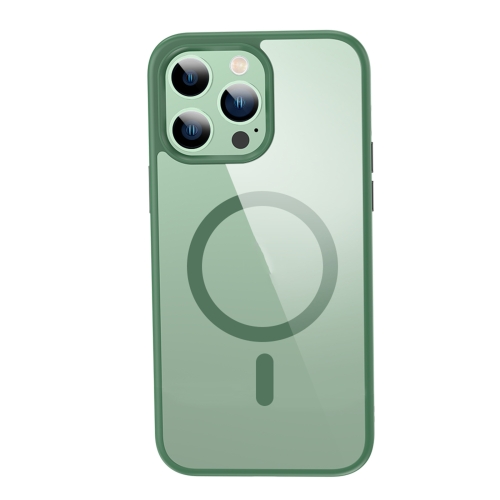 

For iPhone 14 Pro Max Crystal Clear Series Magsafe Magnetic Phone Case (Green)