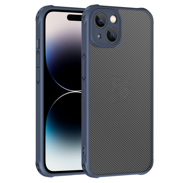

Carbon Fiber PC + TPU Case For iPhone 14 Pro(Blue)