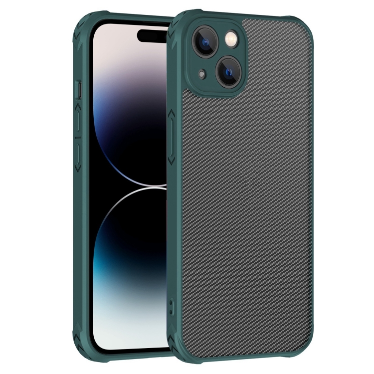 

Carbon Fiber PC + TPU Case For iPhone 14 Pro Max(Green)