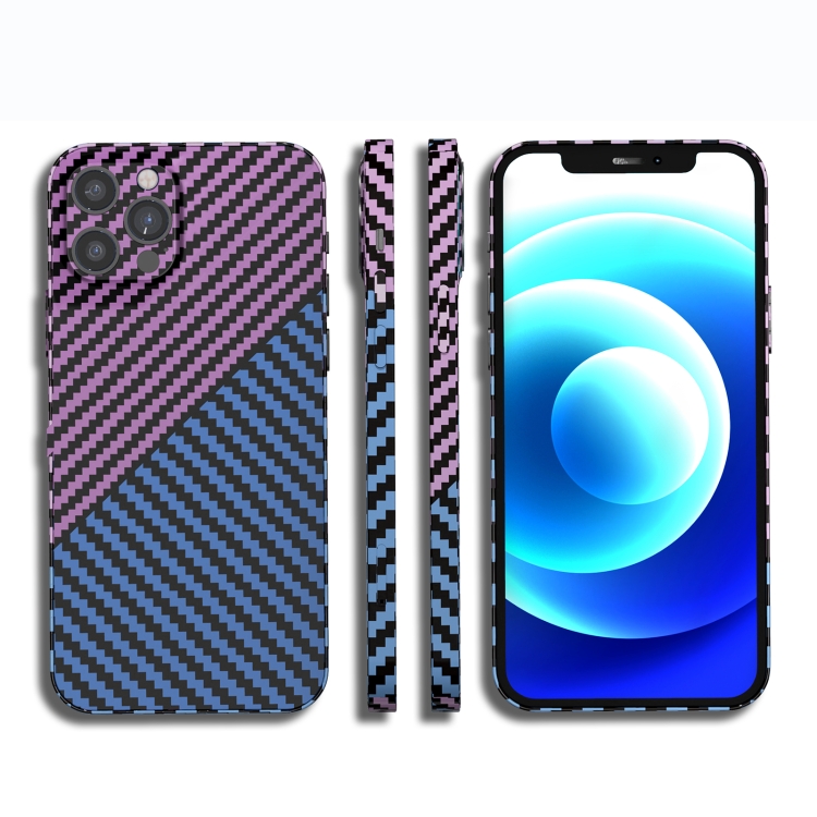 

Carbon Fiber Texture PC Phone Case For iPhone 14 Pro(Blue Purple)