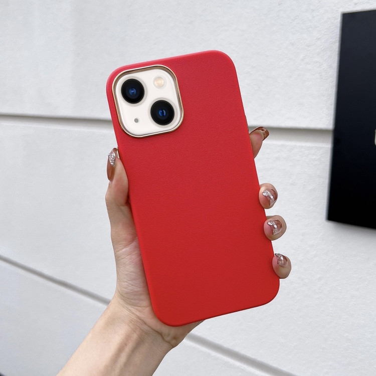 

Electroplated Leather Texture Phone Case For iPhone 14 Max(Red)