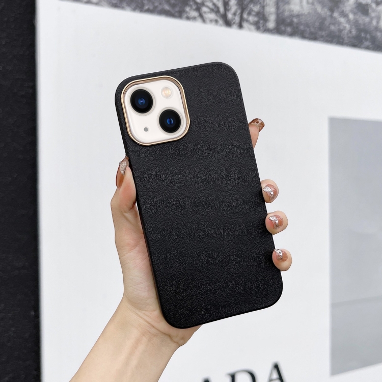 

Electroplated Leather Texture Phone Case For iPhone 14(Black)