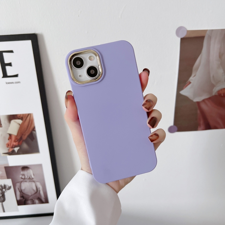 

Liquid Silicone Electroplating + Flannel Phone Case For iPhone 14 Max(Purple)