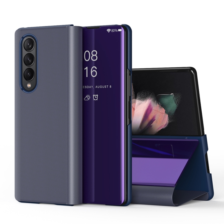

For Samsung Galaxy Z Fold4 5G Single Electroplating Flip Mirror Shockproof Phone Case(Purple)