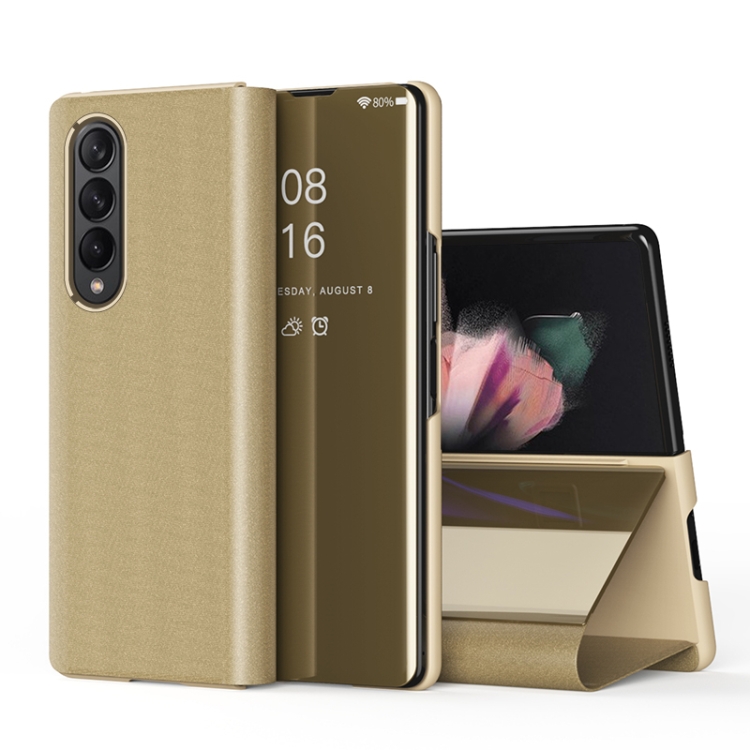 

For Samsung Galaxy Z Fold4 5G Single Electroplating Flip Mirror Shockproof Phone Case(Gold)