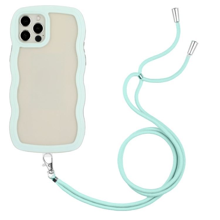 

Lanyard Candy Color Wave TPU Clear PC Phone Case For iPhone 12 Pro Max(Green)