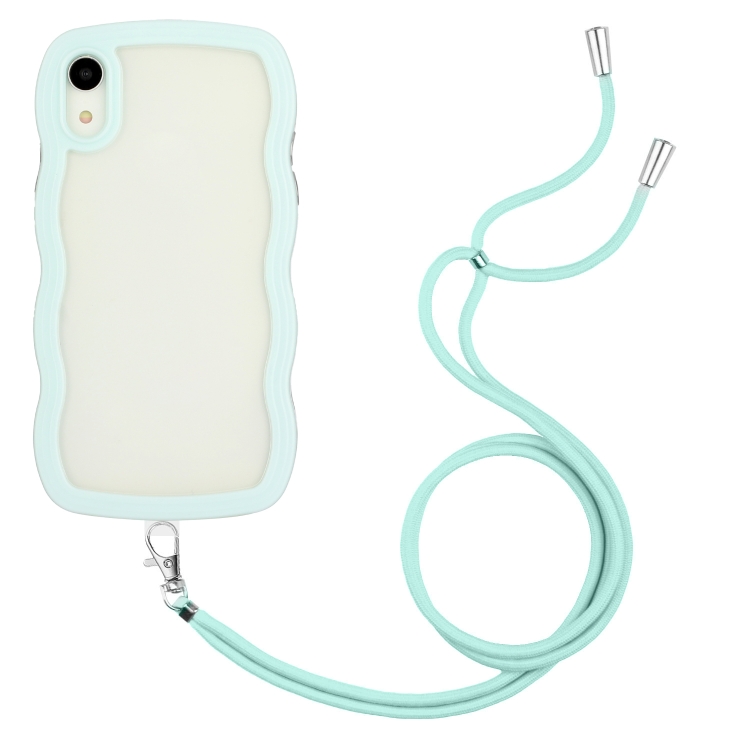 

Lanyard Candy Color Wave TPU Clear PC Phone Case For iPhone XR(Green)