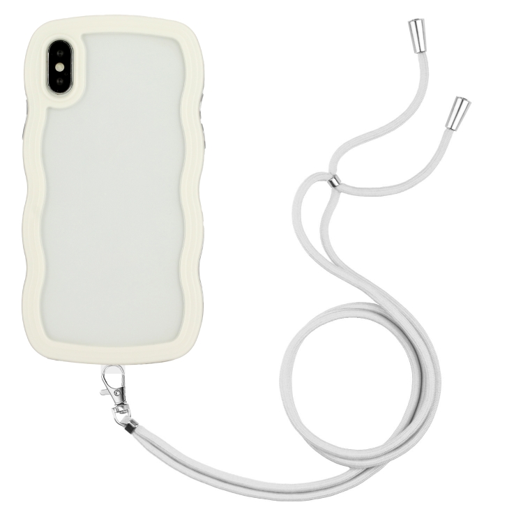 

Lanyard Candy Color Wave TPU Clear PC Phone Case For iPhone XS Max(White)