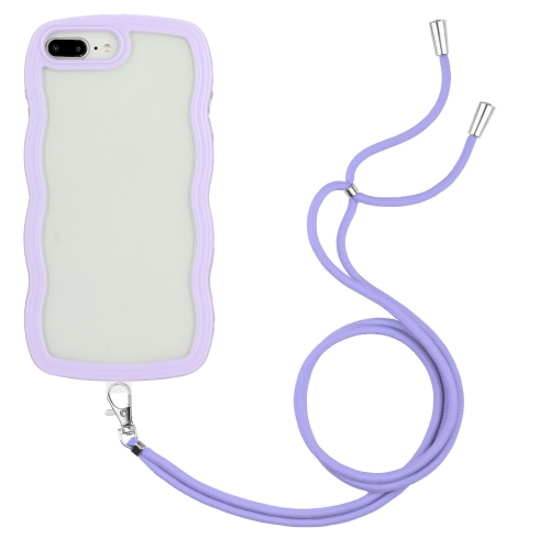 

Lanyard Candy Color Wave TPU Clear PC Phone Case For iPhone 8 Plus / 7 Plus(Purple)