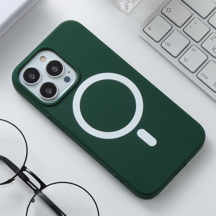 

Silicone Magsafe Phone Case For iPhone 14 Max(Dark Green)