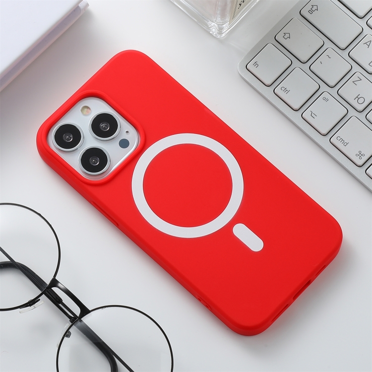 

Silicone Magsafe Phone Case For iPhone 14 Pro(Red)