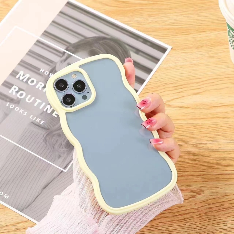 

Wave Texture Acrylic Protective Phone Case For iPhone 13(Yellow)