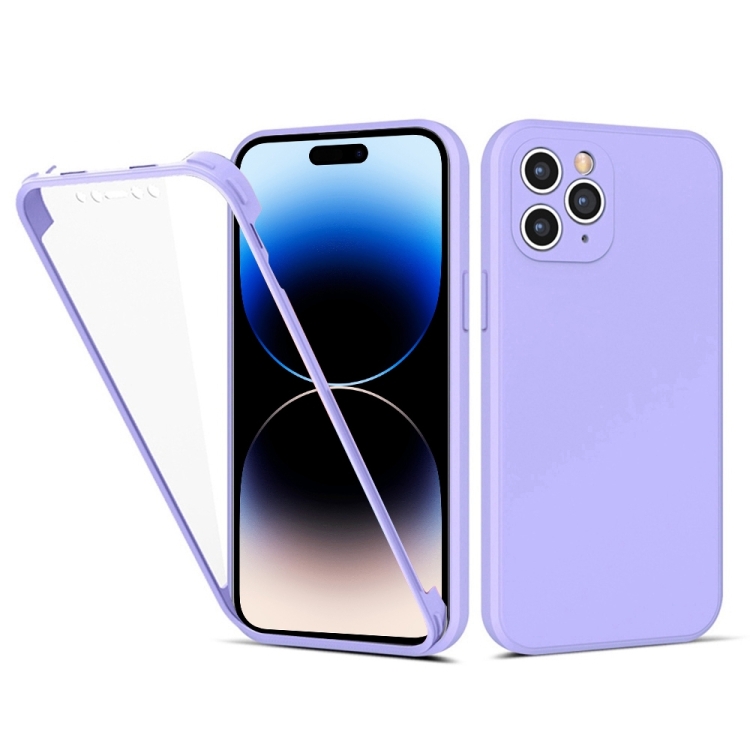 

For iPhone 14 Pro Max Imitation Liquid Silicone 360 Full Body Phone Case (Purple)