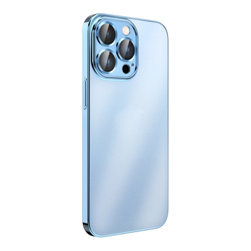 

Plating Frosted Hardware Shockproof Phone Case For iPhone 14(Blue)