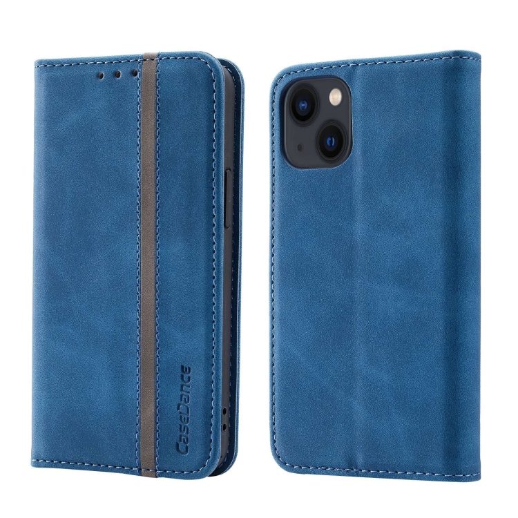 

Splicing Skin Feel Magnetic Leather Phone Case For iPhone 14 Max(Blue)