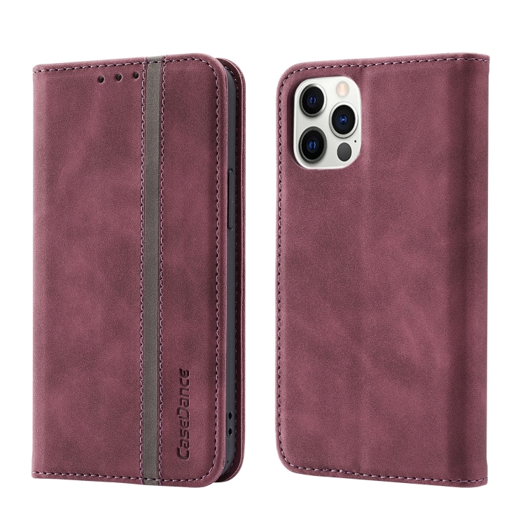 

Splicing Skin Feel Magnetic Leather Phone Case For iPhone 14 Pro(Wine Red)