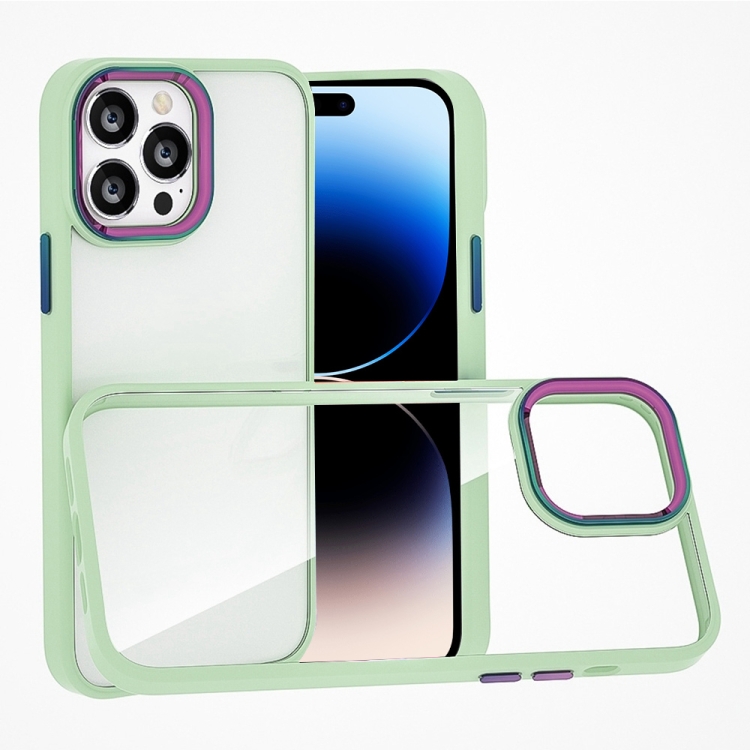 

Colorful Metal Lens Ring Phone Case For iPhone 14 Pro Max(Green)