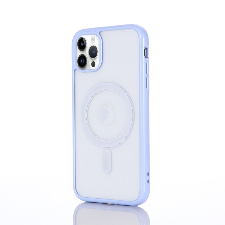 

2 in 1 Colorful Frame Transparent Magnetic Phone Case For iPhone 14 Pro Max(Light Blue)