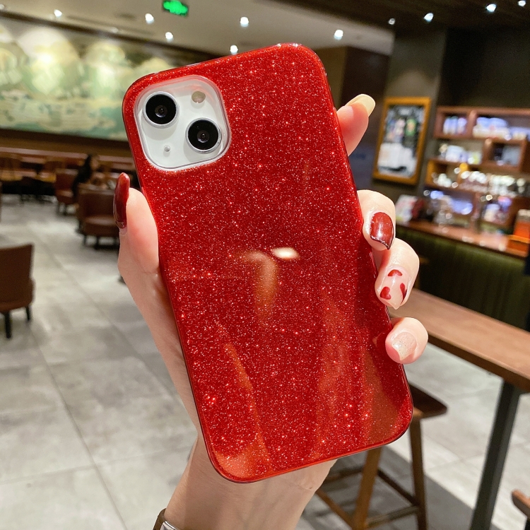 

For iPhone 14 TPU Glitter All-inclusive Shockproof Protective Phone Case (Red)