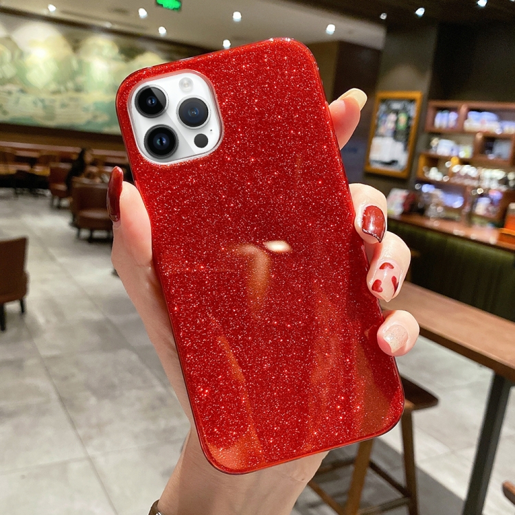 

For iPhone 14 Pro Max TPU Glitter All-inclusive Shockproof Protective Phone Case (Red)
