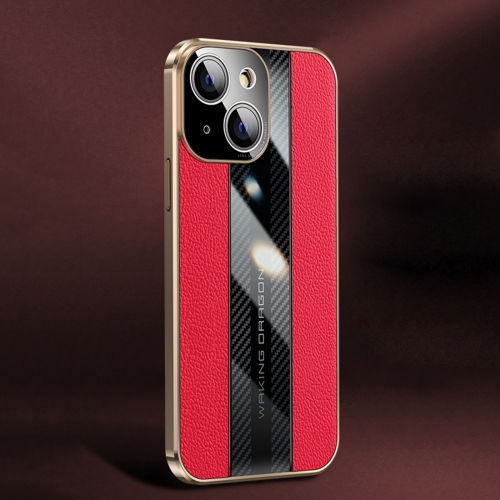 

Racing Car Design Leather Electroplating Process Anti-fingerprint Protective Phone Case For iPhone 14 Max(Red)