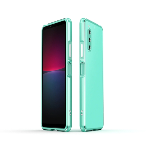 

For Sony Xperia 10 Ⅳ Aurora Series Lens Protector + Metal Frame Protective Phone Case(Green+Silver)