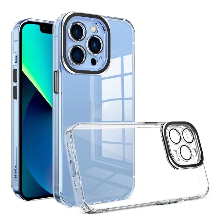 

TPU + Acrylic Transparent Phone Case with Lens Film For iPhone 14(Black)