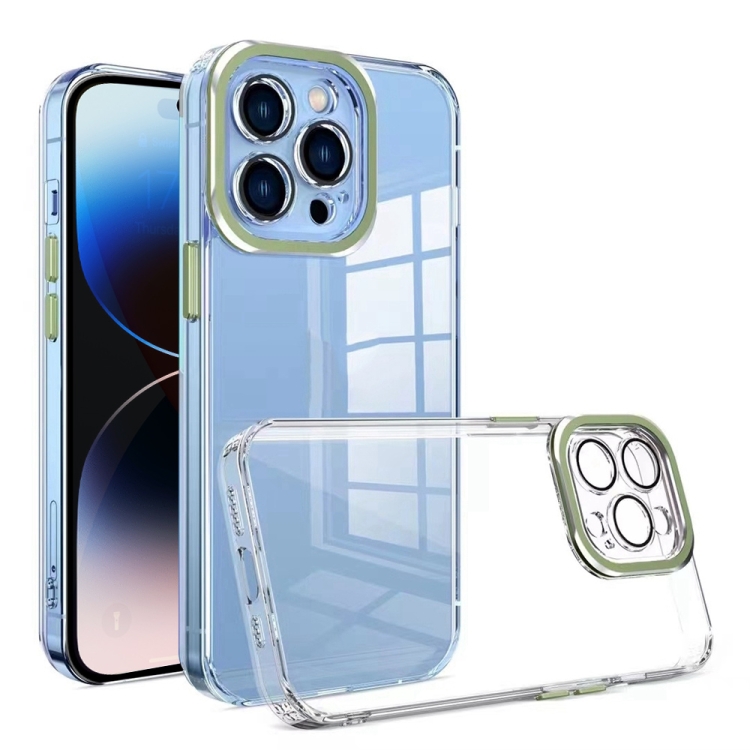 

TPU + Acrylic Transparent Phone Case with Lens Film For iPhone 14 Pro(Matcha Green)
