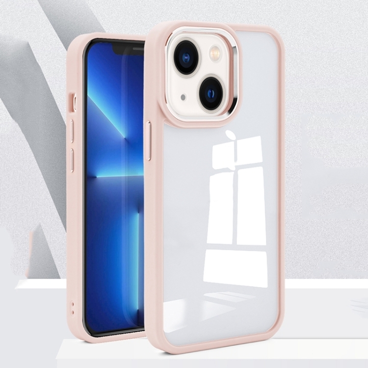 

For iPhone 14 Charming Pupil II Transparent PC + TPU Phone Case (Sand Pink)