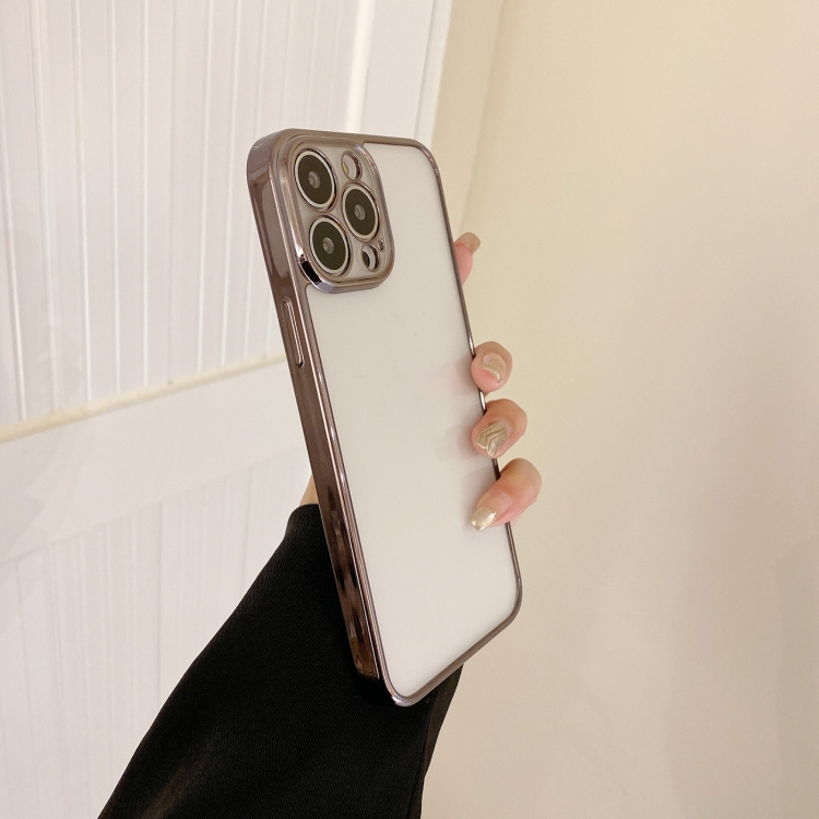 

Electroplated Transparent Glass Phone Case For iPhone 14 Pro(Graphite Color)