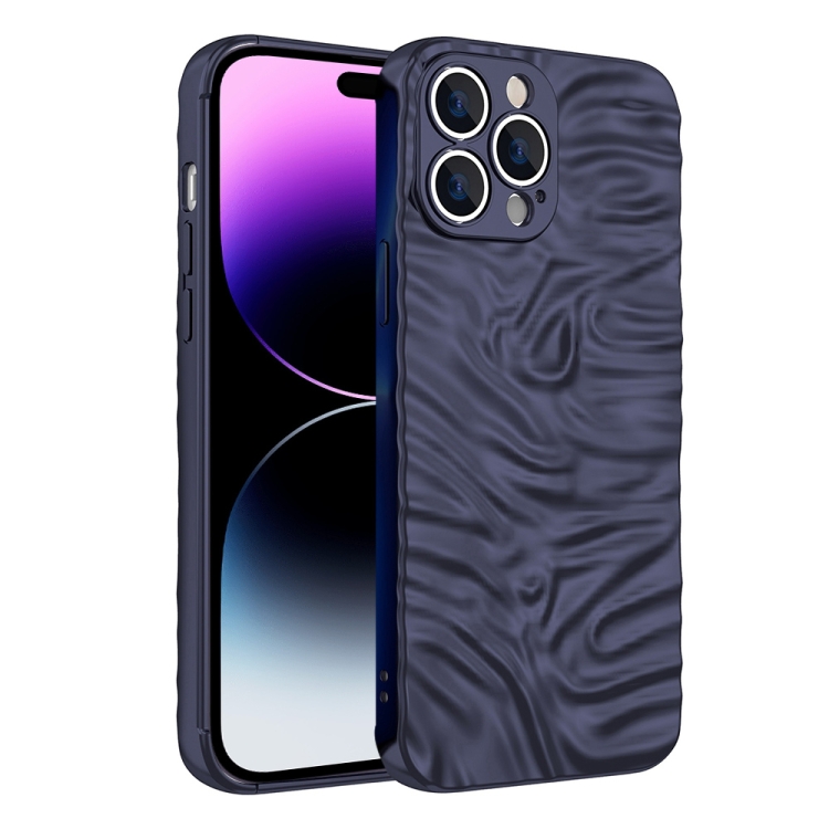 

For iPhone 14 Pro Max Wave Electroplating TPU Phone Case (Matte Black)