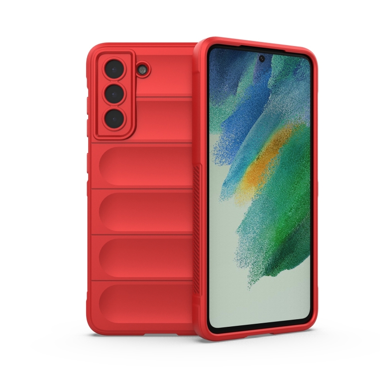 

For Samsung Galaxy S21 FE Magic Shield TPU + Flannel Phone Case(Red)