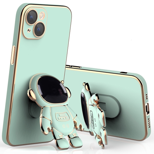 

Plating Astronaut Holder Phone Case with Lens Film For iPhone 13 mini(Matcha Green)