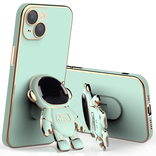 

Plating Astronaut Holder Phone Case with Lens Film For iPhone 12 mini(Matcha Green)