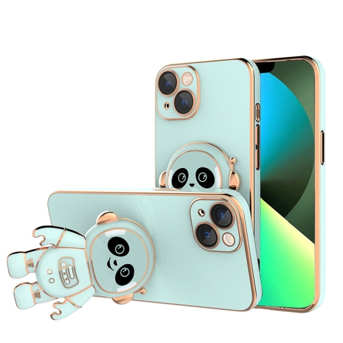 

Emoji Astronaut Holder Phone Case with Lens Film For iPhone 12(Light Cyan)