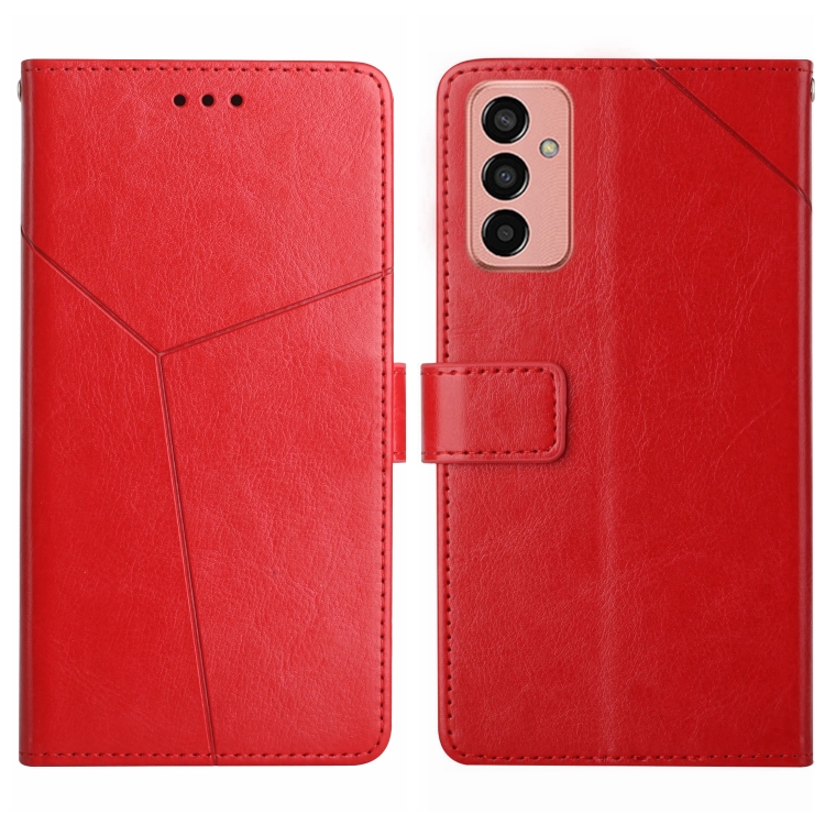 

For Samsung Galaxy M13 HT01 Y-shaped Pattern Flip Leather Phone Case(Red)