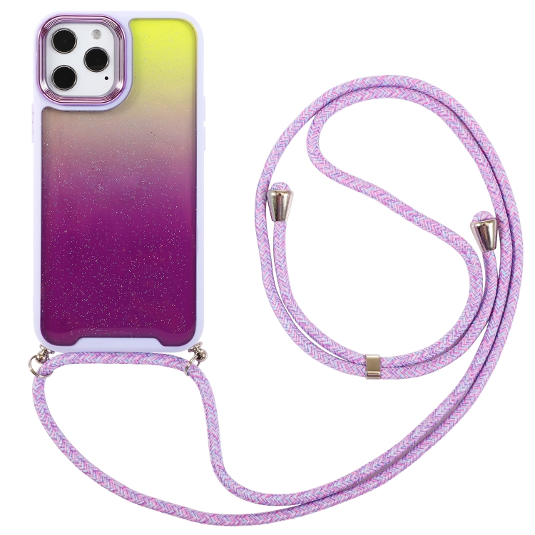 

Lanyard Gradient Phone Case For iPhone 12 Pro(Yellow Purple)