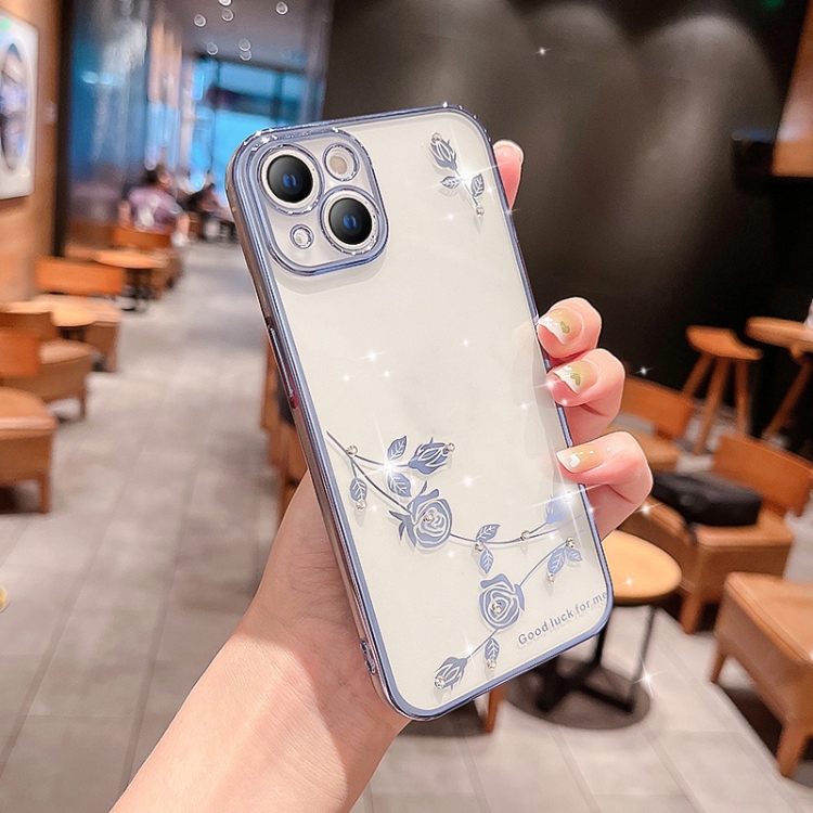 

Rose Pattern Electroplating Silicone Phone Case For iPhone 13(Sierra Blue)