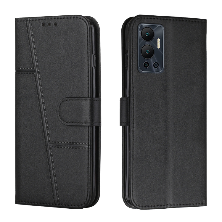 

For Infinix Hot 12 Stitching Calf Texture Buckle Leather Phone Case(Black)