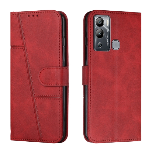 

For Infinix Hot 12i Stitching Calf Texture Buckle Leather Phone Case(Red)