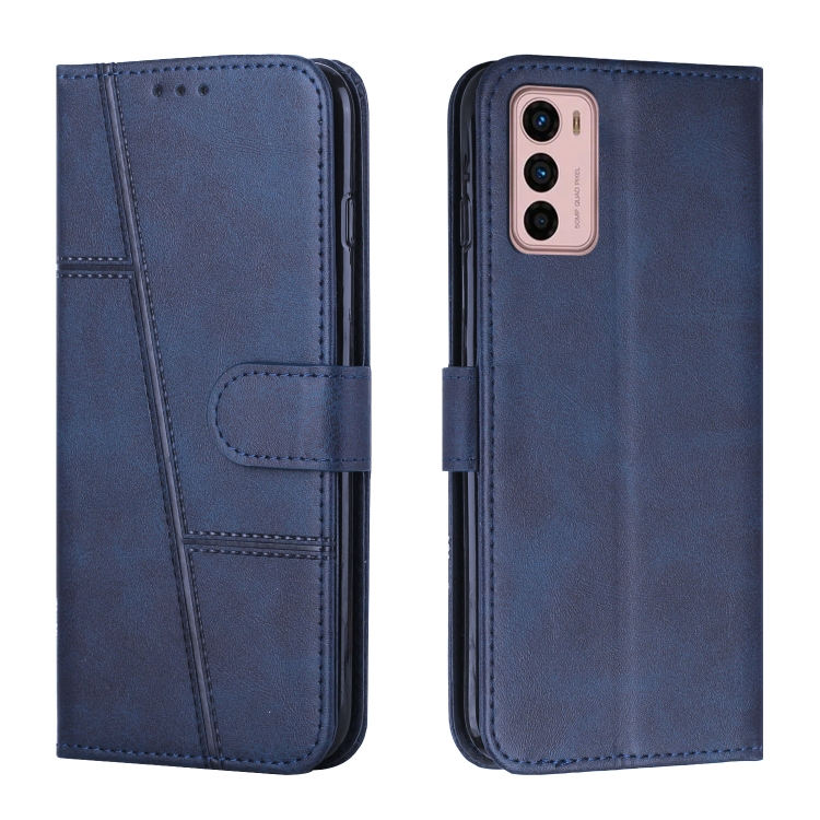 

For Motorola Moto G42 Stitching Calf Texture Buckle Leather Phone Case(Blue)