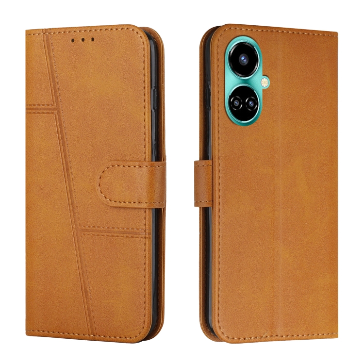 

For Tecno Camon 19 Stitching Calf Texture Buckle Leather Phone Case(Yellow)